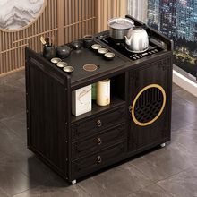 新中式茶水柜移动茶台家用小茶桌带轮功夫茶几茶水柜茶具烧水一丿