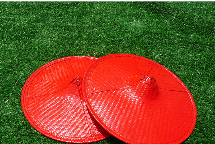 傣族舞蹈斗笠草帽大人舞台表演道具广场儿童演出竹编红色花腰帽子