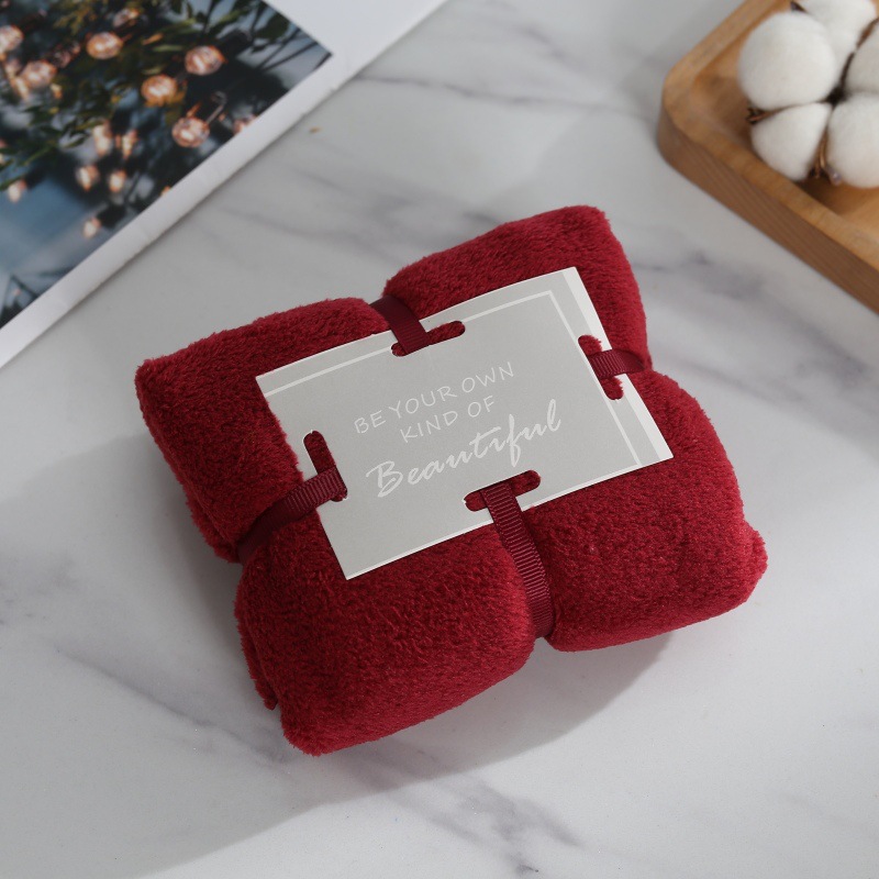 Wedding Hand Gift Wine Red Towel Baby Full-Year Full Moon in Return Soft Absorbent Polyester Coral Velvet Towel