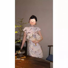 AYC丨春夏立领中国风旗袍新中式连衣裙女设计感收腰气质短裙子