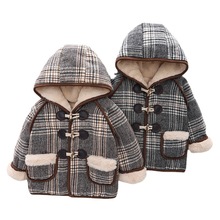 男童冬款呢子大衣2022新款加绒中长款羊角扣外套宝宝冬季韩版棉服