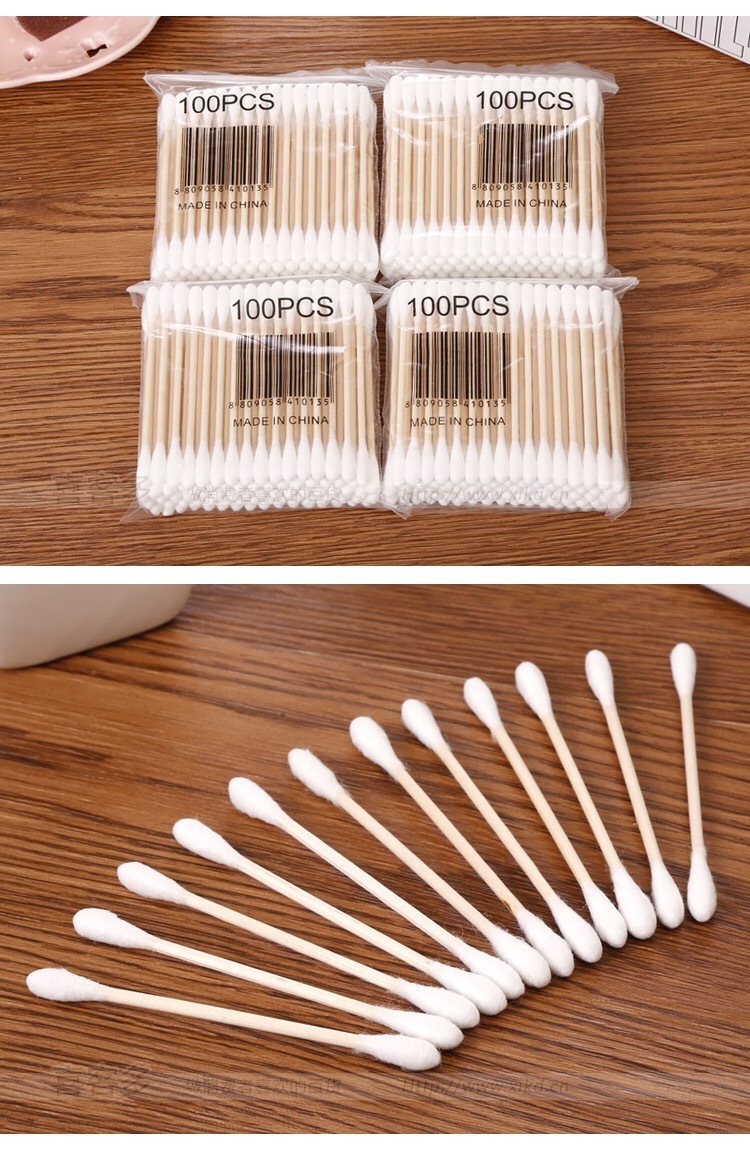 棉签批发量大100支-2000支木棒卫生棉棒卸妆化妆清洁好物