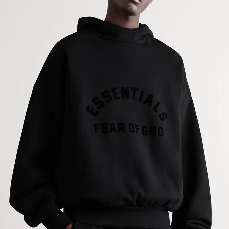 现货essentials连帽加绒卫衣 新款fog复线宽松字母印花男女帽衫