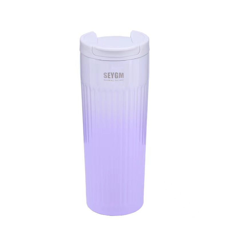 Lexiang Striped Coffee Cup Vacuum Cup 304 Stainless Steel Portable Cup in-Car Thermos Portable Student Water Cup