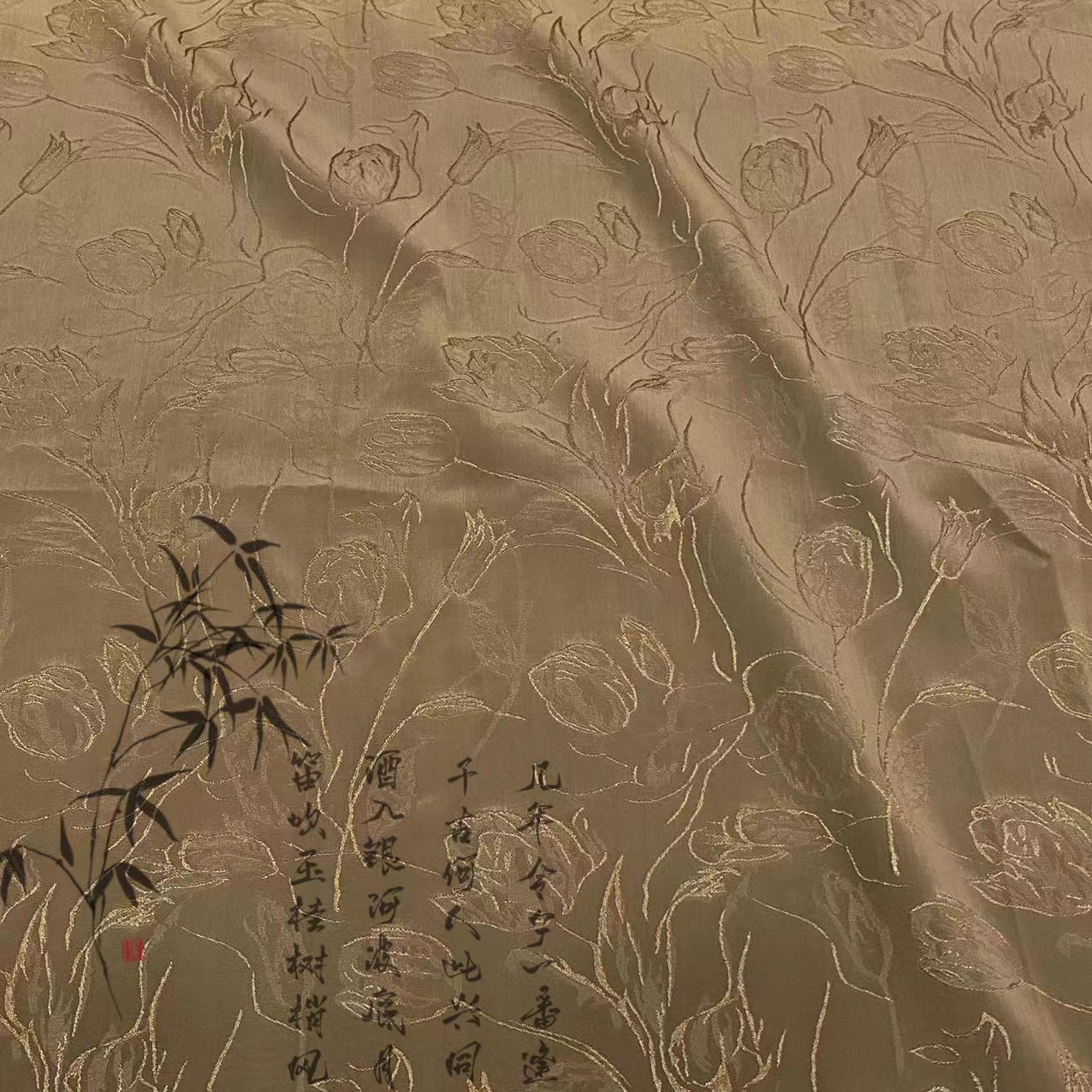 睡莲暗纹国风面料!汉服旗袍童装连衣裙面料提花面料缎面柔软垂感