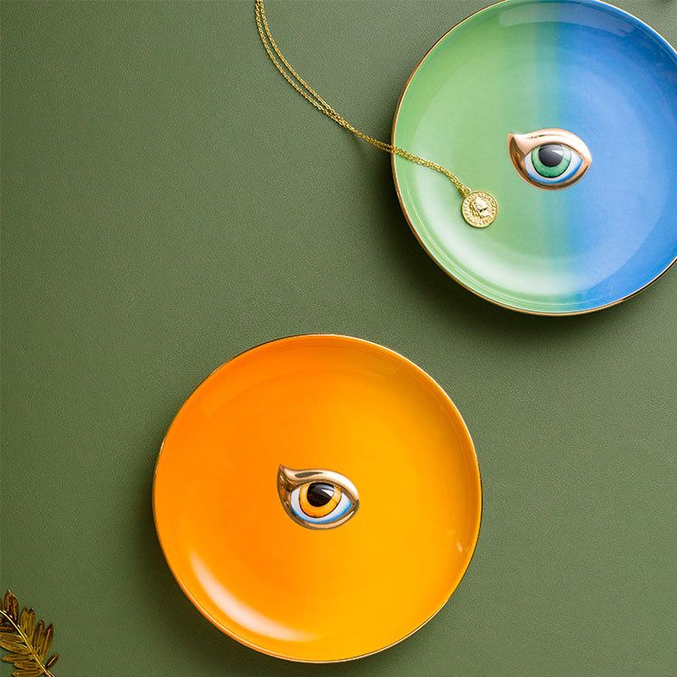 Cross-Border Nordic Creative Colorful Eye Tray Ceramic Coaster Home Hallway Decorations Decoration Jewelry Storage Tray