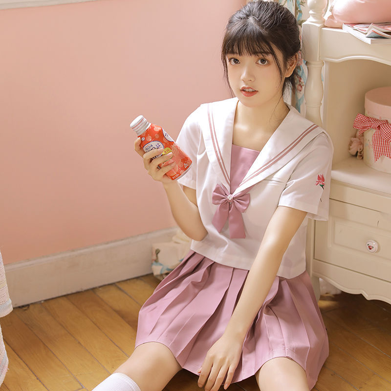 jk日系水手服正统软妹制服裙红玉兰日本长袖中间服校服学生套装女