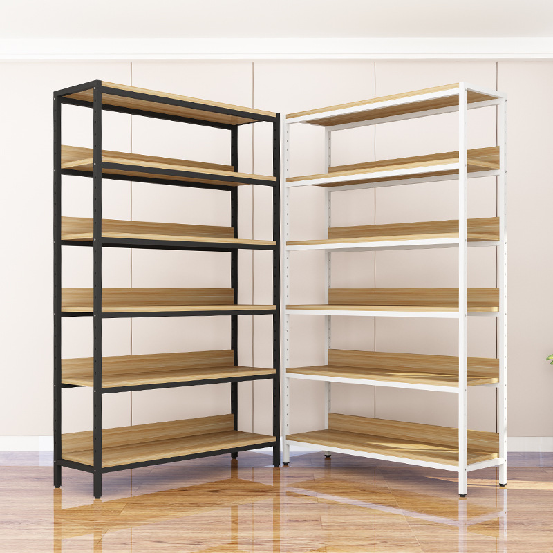 简约现代钢木置物架多层储物架家用客厅铁艺货架子简易书架收纳架