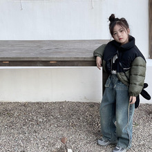 瑜瑜公主 女童冬季新款韩版短款撞色外套 儿童宝宝加厚洋气面包服