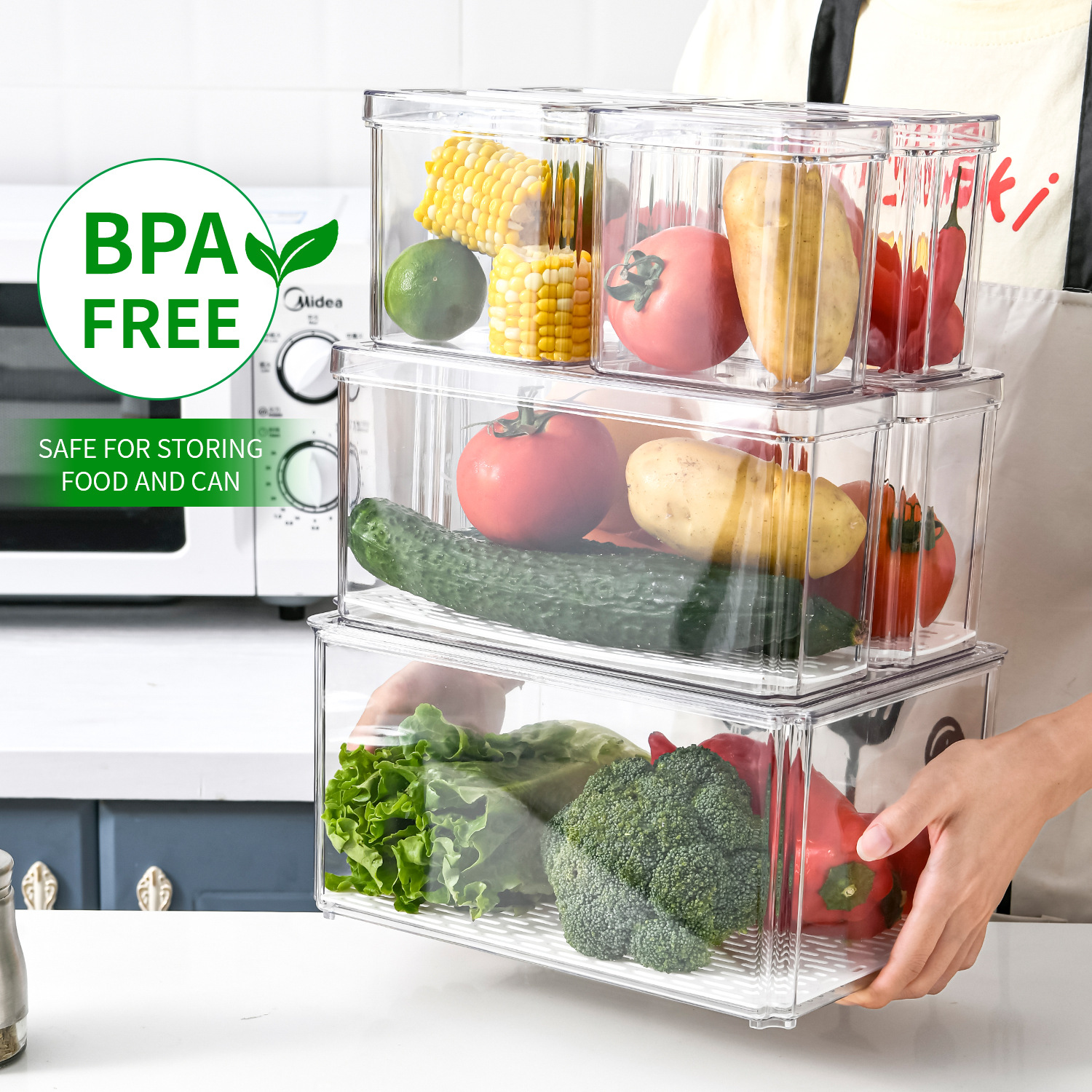 pet冰箱收纳保鲜盒透明套装储物盒果蔬菜冰箱冷冻食物冰箱保鲜盒