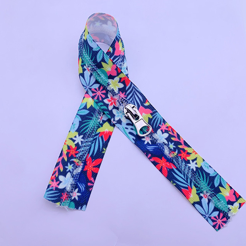 Fashion Digital Printing Zipper 7# Nylon Front Printing Zipper Spot Supply Sun-Protective Clothing Thermal Transfer Zipper