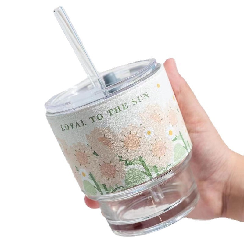 Glass Cup with Straw