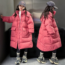 新款冬装女童羽绒棉服洋气儿童时髦韩版中大童棉衣冬季大长款外套