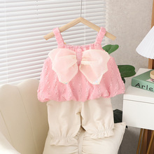 2240韩版儿童套装小女孩夏天衣服夏季女童宝宝翅膀吊带短裤两件套