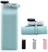 可卷曲折叠硅胶便携式水杯 长方形压缩旅行户外手提水瓶