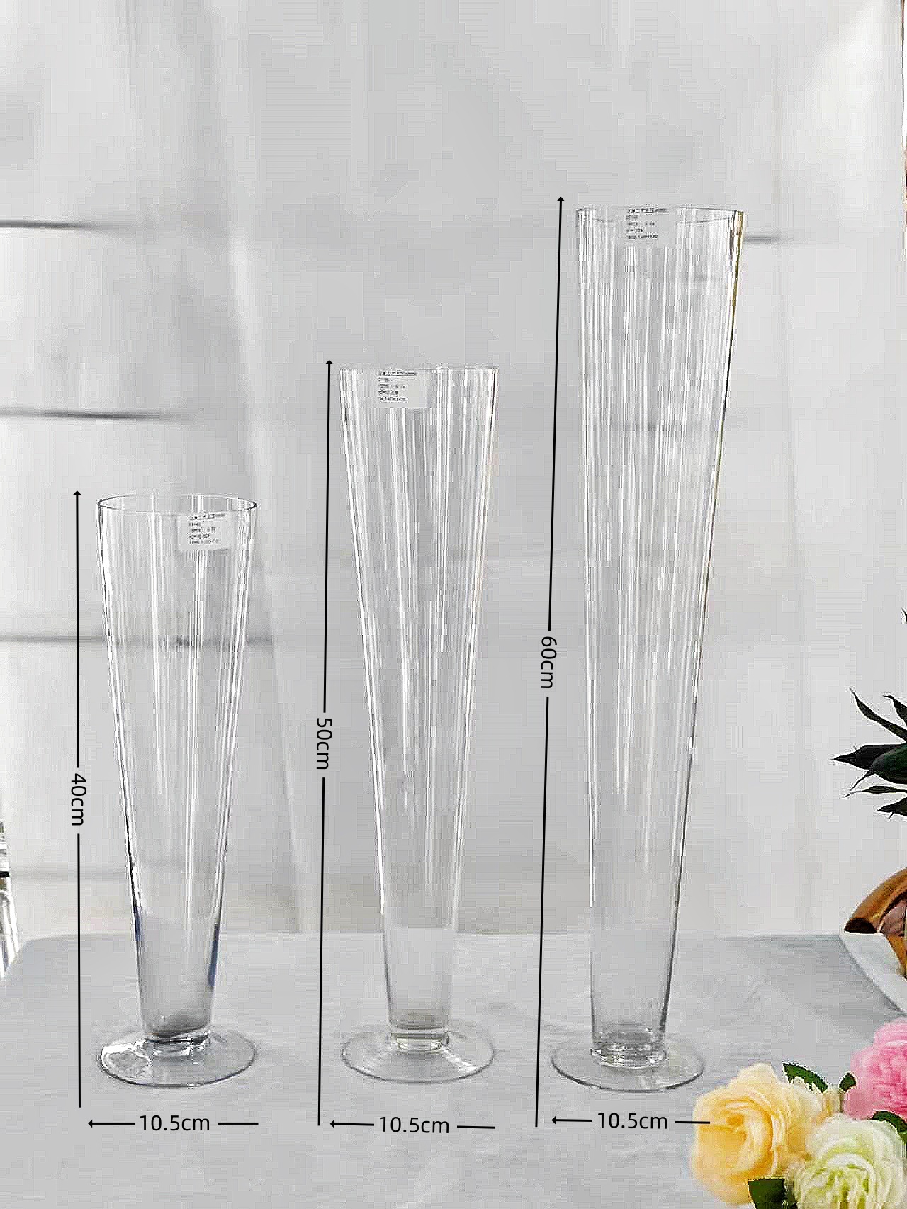Simple Transparent Glass Vase Wedding Road Lead Decorative Goblet Hotel Dining Table Fashion Furniture Furnishing Articles Tapered Straight