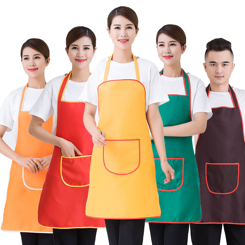 围裙劳保logo印字广告促销防水防油厨房餐饮奶茶店男女工作服围腰