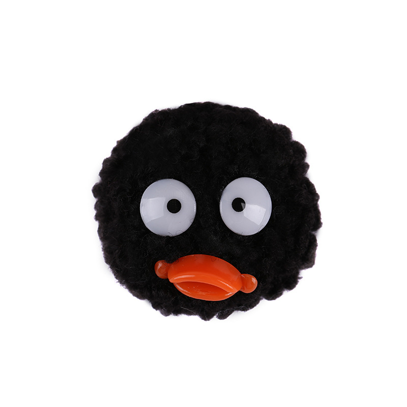 厂家现货供应黑色阿尔泰材质小精灵球煤球毛球饰品配件毛球