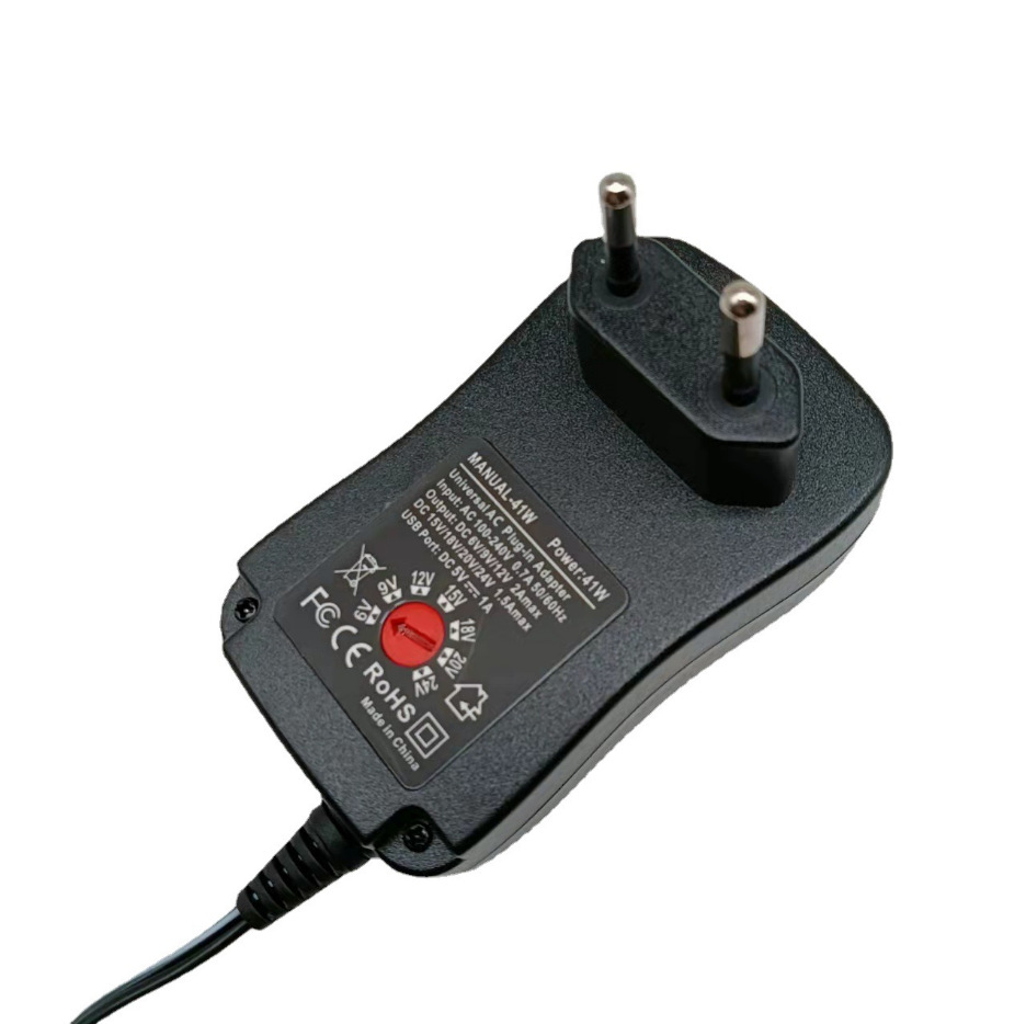 欧规41w电源适配器100-240v交流转直流充电器适5v1a电源适配器6头