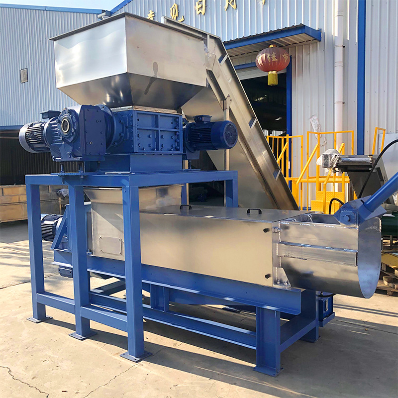 厨余尾菜螺旋压榨机 水果蔬菜粉碎挤压一体机 餐厨垃圾减量设备