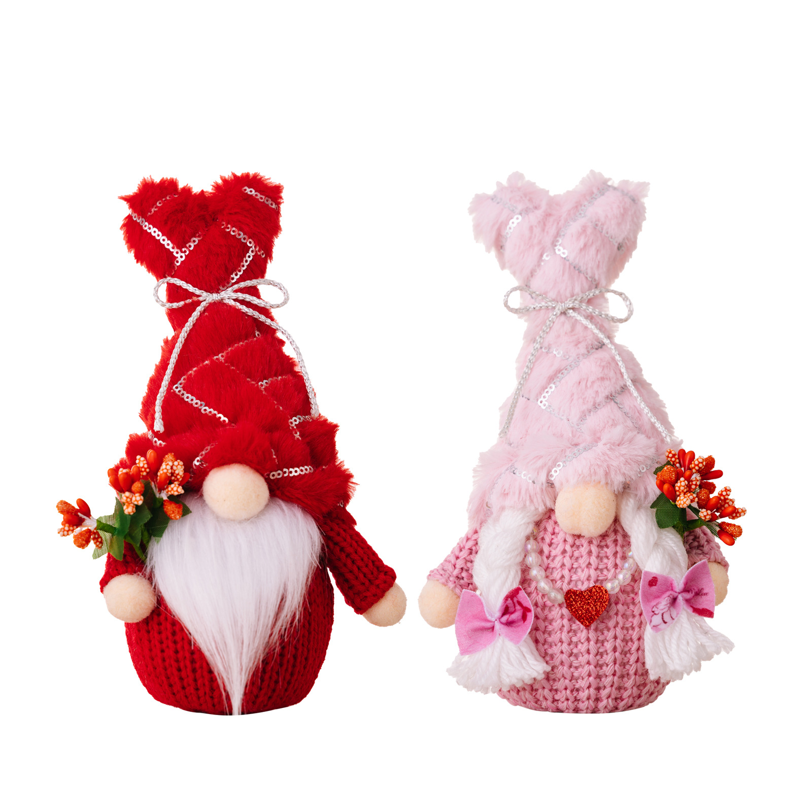 Cross-Border 24 Valentine's Day New Sequined Plush Hat Old Man with Light Doll Couple Doll Gift Ground Essence