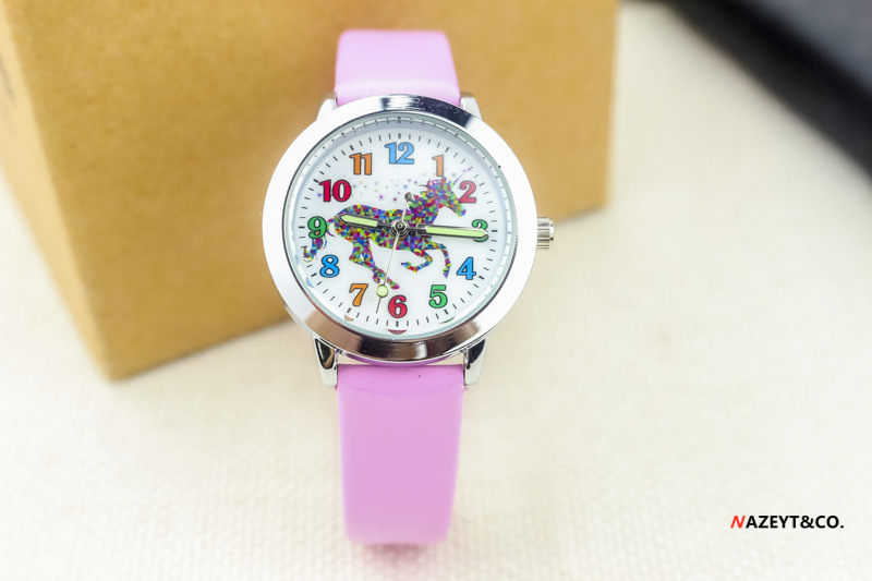 可爱卡通小马儿童皮带手表彩色数字动物小女孩生日礼物表