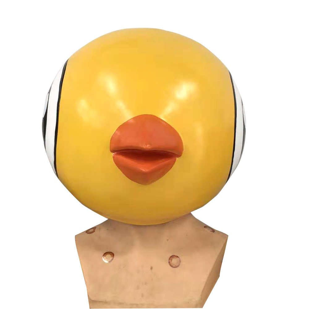万圣节乳胶动物面具 游戏周边小鸡头套 大眼小黄鸡派对装扮道具