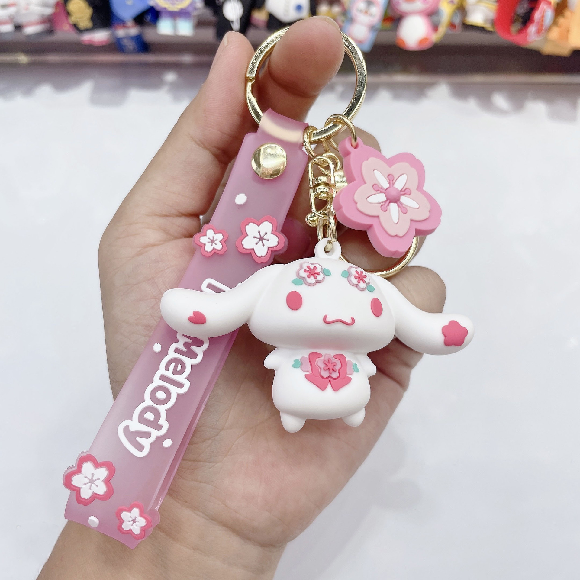 New Cartoon Cherry Blossom Series Cinnamoroll Babycinnamoroll Clow M Melody Keychain Pendant Lovely Bag Ornament Wholesale