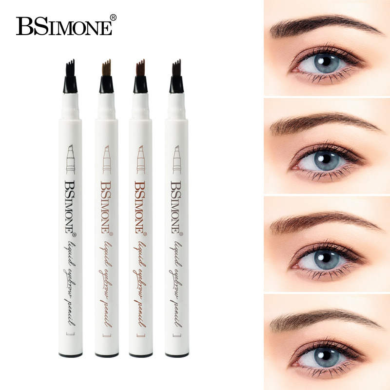 Exclusive for Cross-Border Bsimone Hot Selling Product Four Forks for Makeup Eyebrow Pencil Sweatproof and Waterproof Natural Smear-Proof Makeup Water-Based Eyebrow Pencil