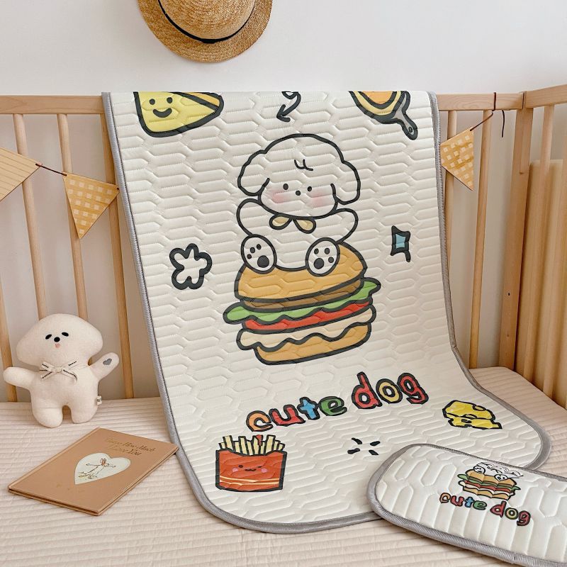 2024 Latex Children's Summer Mat Kindergarten Lunch Break Fabric Cooling Mattress Breathable Foldable Washed Baby Mat Wholesale