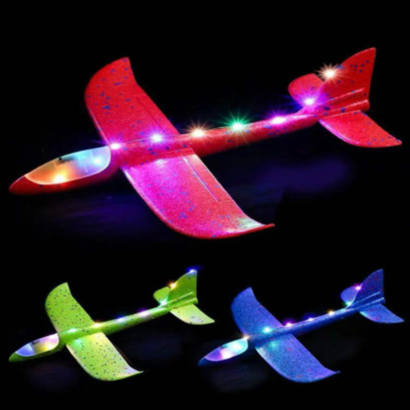 Children's Large Luminous Hand Throwing Foam Plane Aviation Assembly Model Throwing Gliding Swing Night Market Toys Wholesale