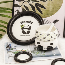 熊猫崽创意陶瓷碗餐具礼品ins马克杯碟盘活动礼物情侣高颜值水杯