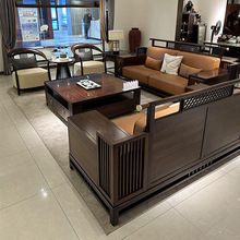 新中式实木沙发现代简约别墅客厅禅意乌金木沙发中式榫卯家具