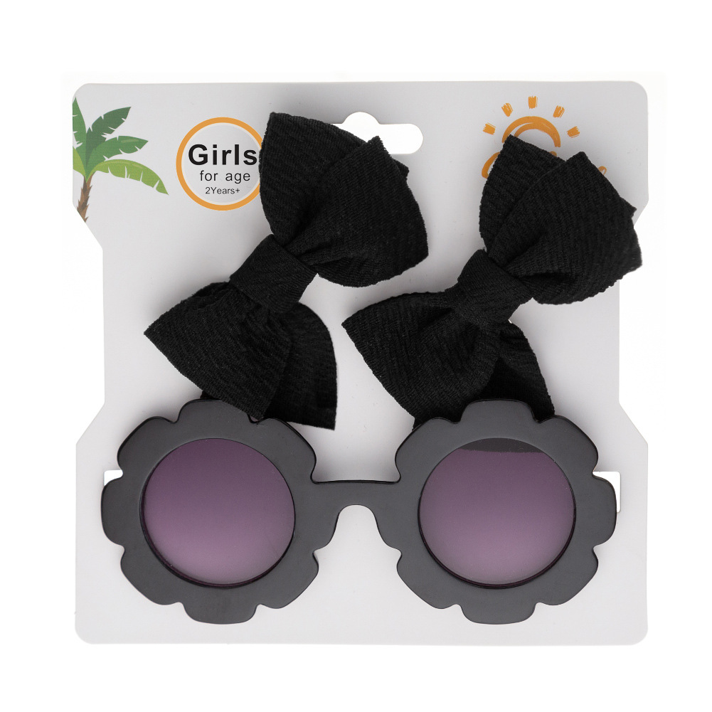 Children's Sunflower Sunglasses Hairpin Set Fashionable Simple Male and Female Baby Uv Protection Eye Protection Toy Sunglasses