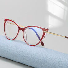 2021新款时尚猫眼素颜防蓝光护目眼镜TR90全框架弹簧腿平光镜9019