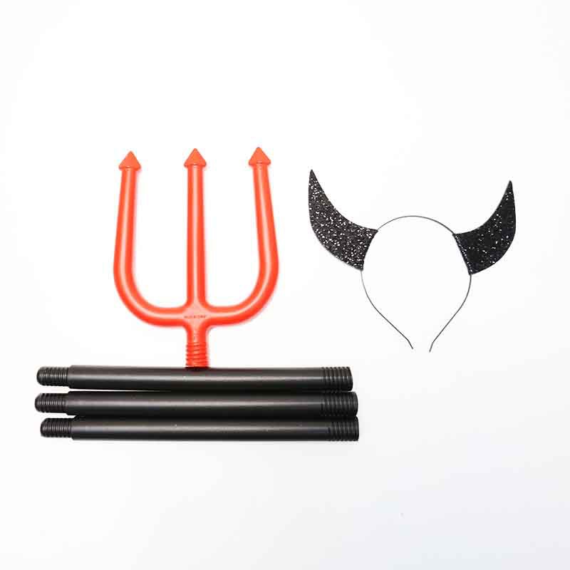 Zilin Cross-Border Halloween Party Ghost Festival Masquerade Cos Dress up Devil Horn Head Buckle Three Fork 2-Piece Set