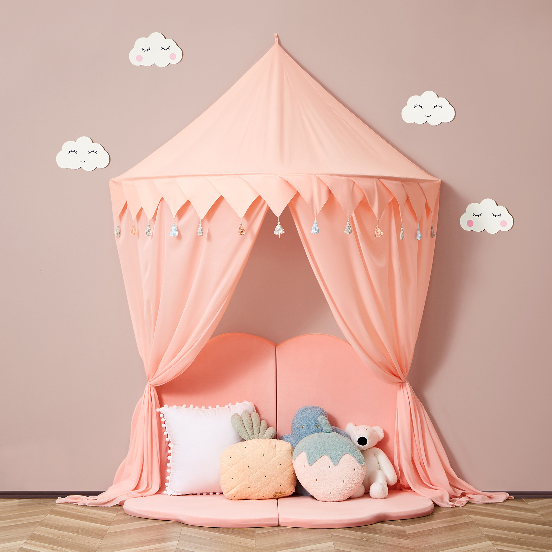 儿童帐篷公主游戏屋儿童房壁挂婴儿蚊帐床头装饰床幔读书角礼