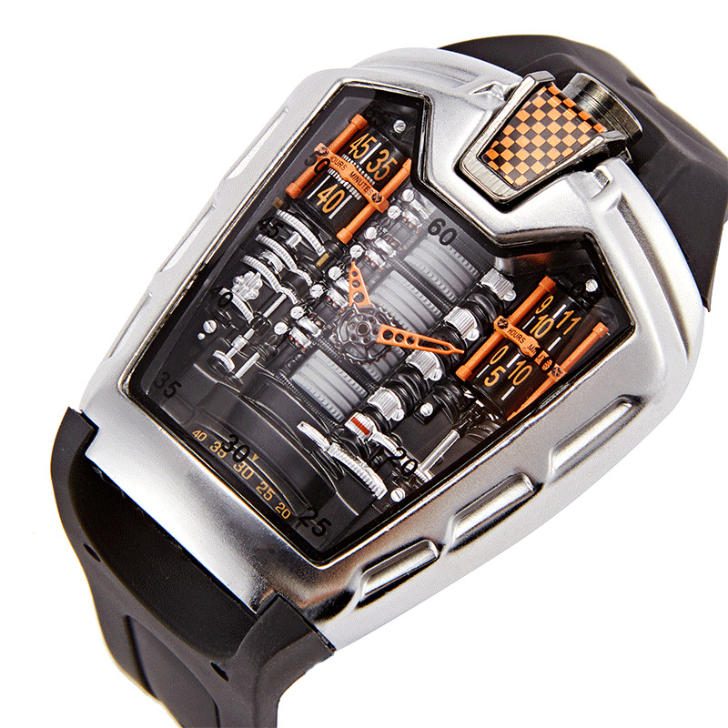 巴雷特新概念16缸发动机手表男学生潮流引擎跑车潮男表抖音直播款