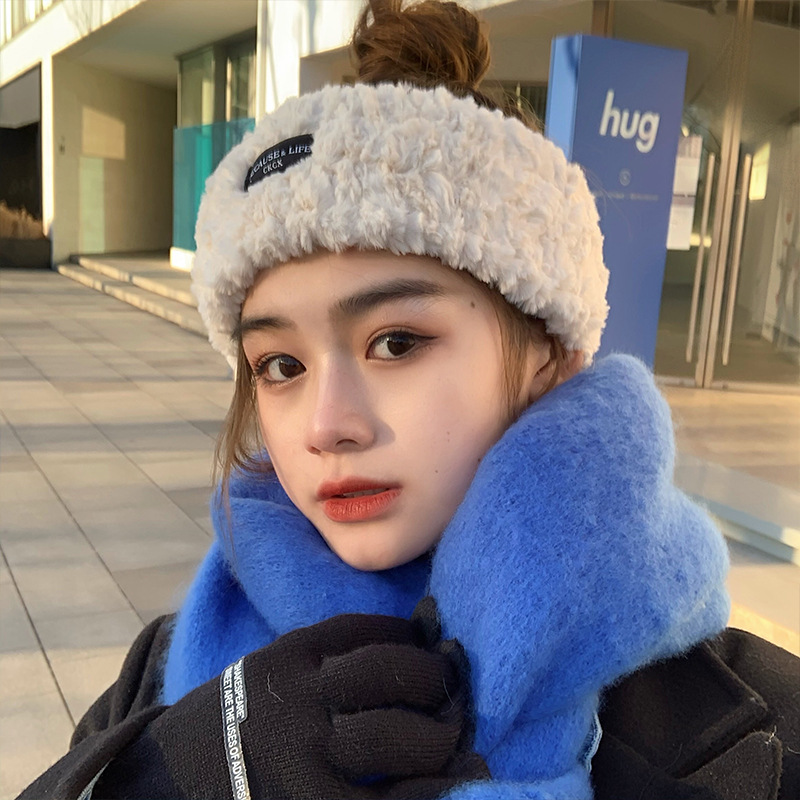 坐月子女冬季保暖毛绒宽边发带高级感韩版兔毛百搭头