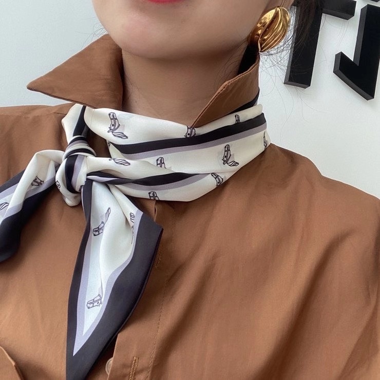 Spring and Autumn Satin Ribbon Long Silk Scarf Small Scarf Women's Long Assorted Color Decoration Scarf Pointed Tie Gift Scarf
