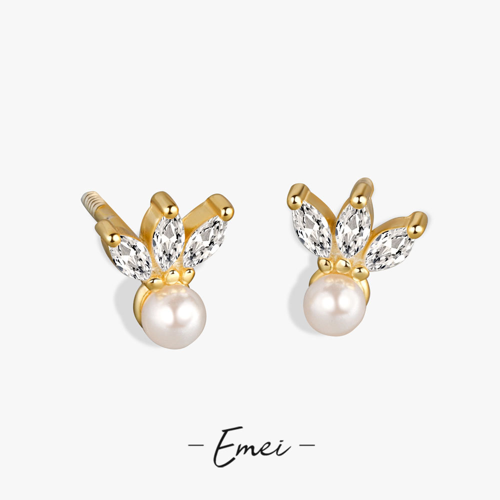 欧美跨境热销s925银ins几何马眼皇冠百搭耳钉淡水珍珠耳环饰品女