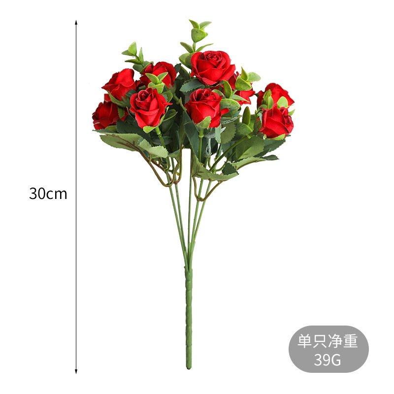 Idyllic Minimalist Simulation Handle Bundle Fake Rose Flower Living Room Table Decoration Simulation 5 Fork 11 Head Rose Bouquet