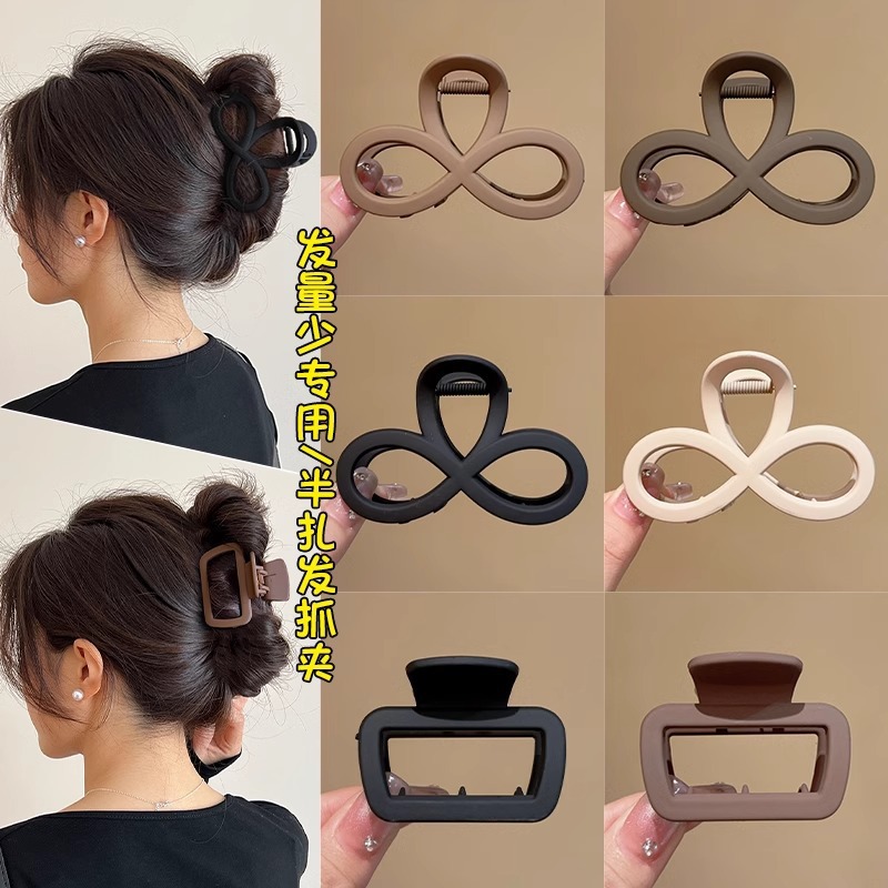 气质磨砂蝴蝶结抓夹发卡女夏季高级感盘发夹子头饰发夹中号鲨鱼夹