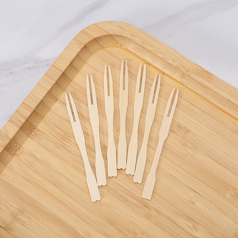 Disposable Mao Bamboo Fruit Fork Household Bamboo Fruit Toothpick Cake Dessert Pastry Fork KTV Commercial Fruit Fork