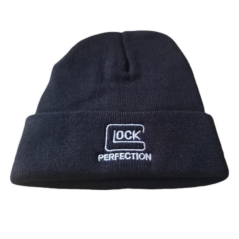 Cross-Border Glock Letter Embroidery Knitted Hat Rock Shooting Surrounding the Game Same Style Woolen Cap Men and Women Warm Hat