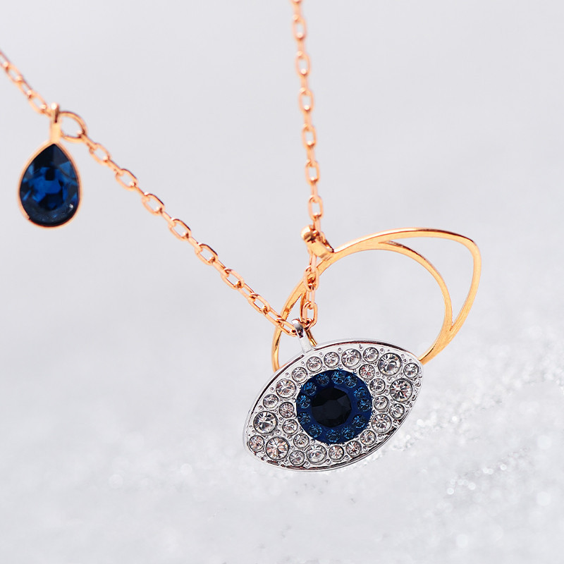 Shijia High Version Devil's Eye Necklace Female Luo Element Crystal Devil's Eye Clavicle Chain Manufacturers Send on Behalf