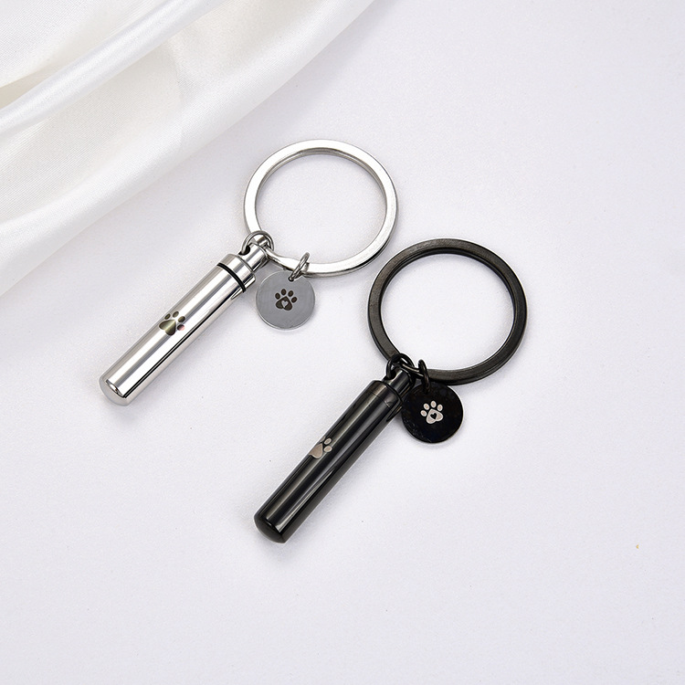 不锈钢8mm宽圆柱瓶激光爪印12mm激光爪可打开纪念吊坠钥匙扣