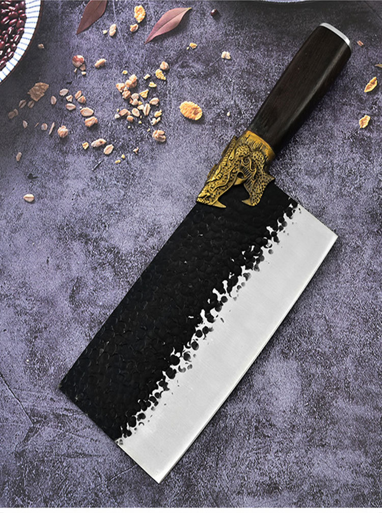 厂家现货4cr13不锈钢锤纹锻打厨房切片斩切菜刀酒店礼品家用刀具