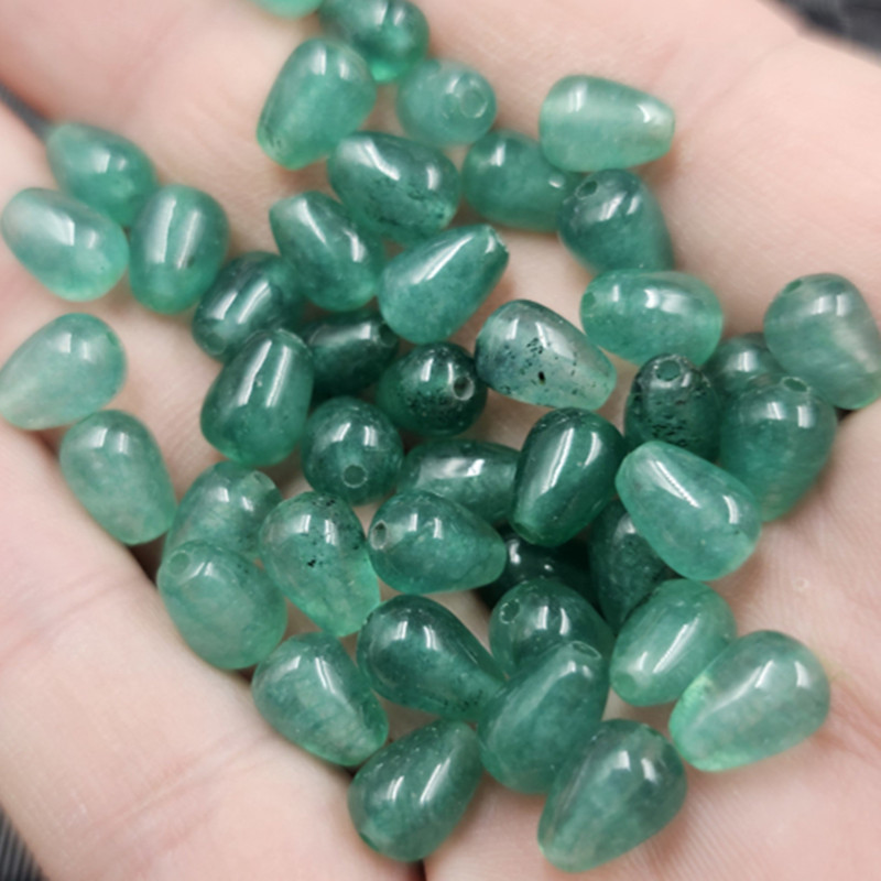6*9毫米东陵玉通孔水滴玉石散珠冰种水滴手链项链耳环发簪配件珠