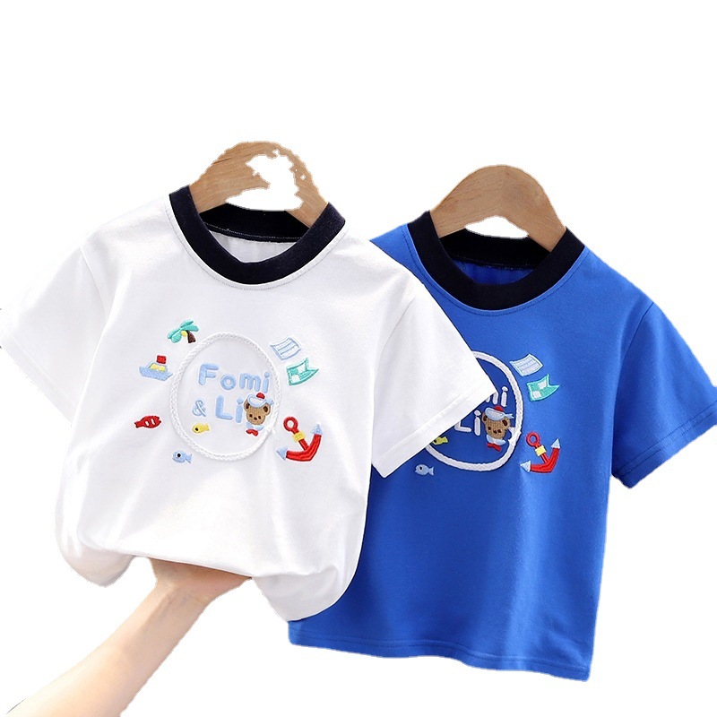 2023 New Children's Short Sleeve Summer Clothes T-shirt Universal Baby T-shirt for Boys and Girls Factory Supply Stall Essential